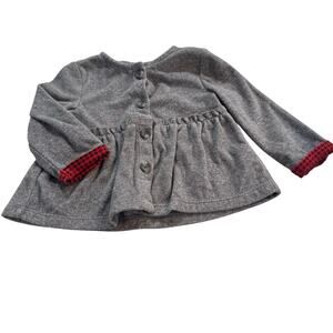 Carter's 12M Grey Sweater with Red Classic Plaid Accents